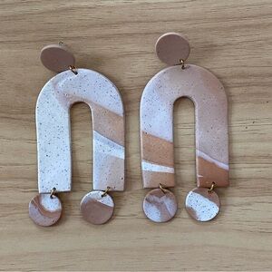 Clay Arch Earrings with Circle Accents